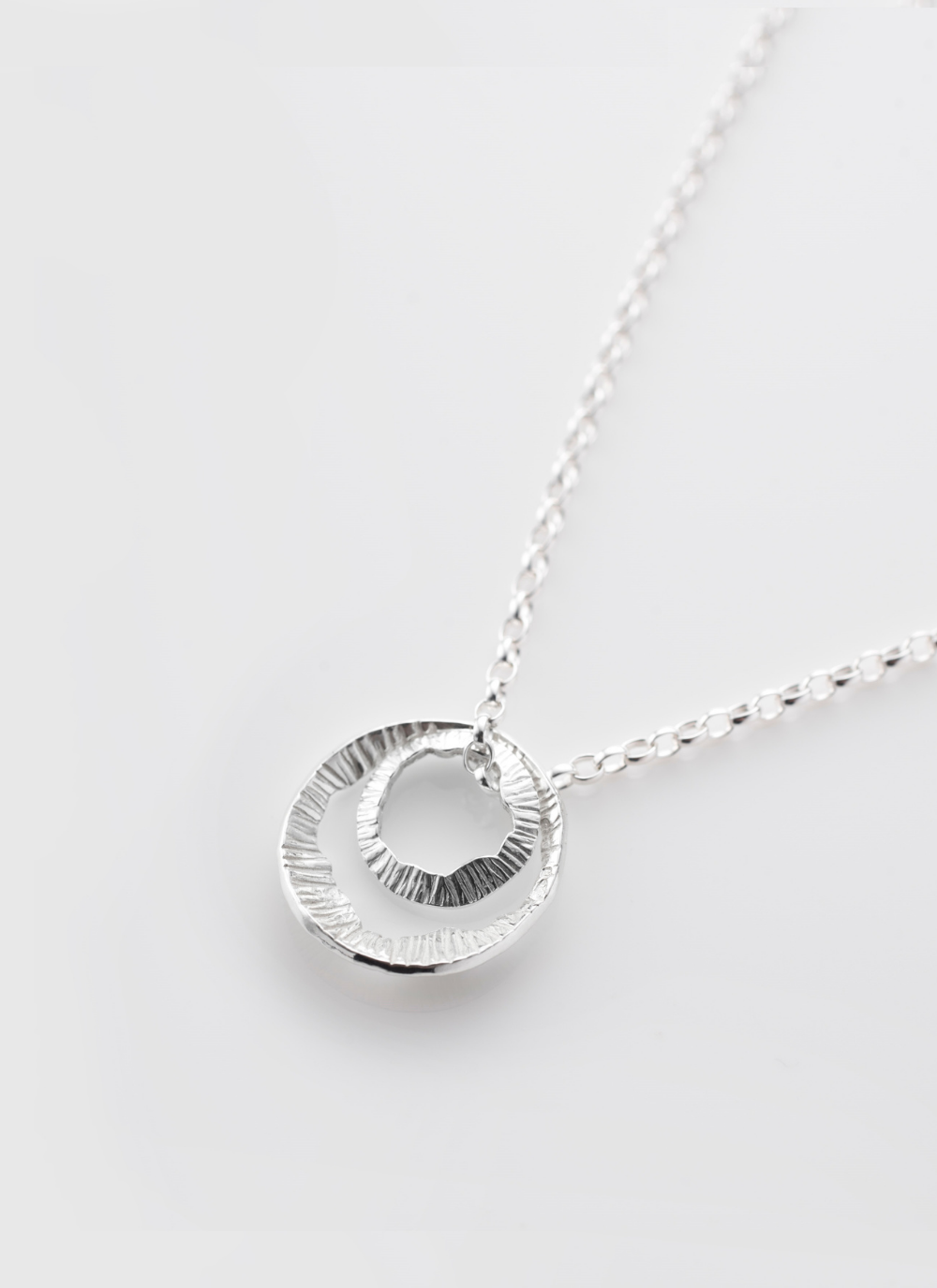 Sterling Silver Double Charm Shell Pendant Small